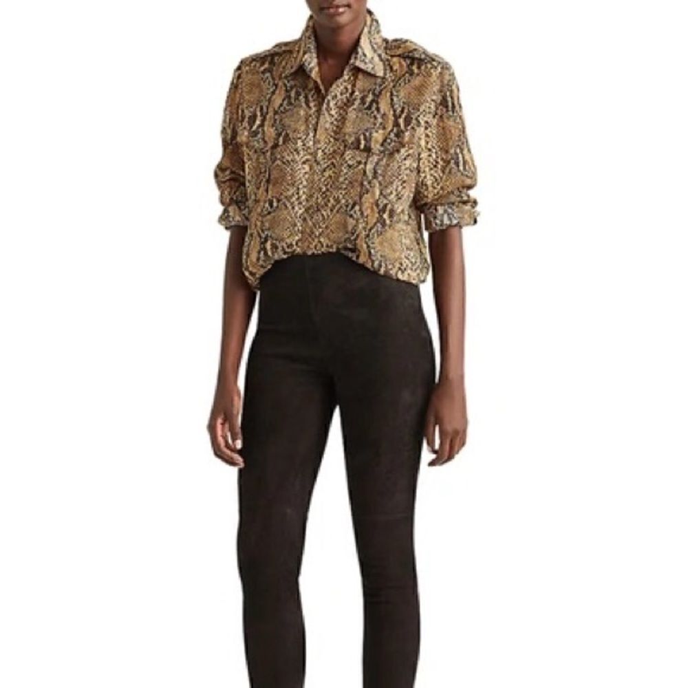 Ralph Lauren Pre-Fall 2021 Collection Natalie Snakeskin Shine On Crepe Blouse - Picture 6 of 16
